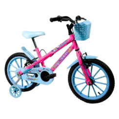 Bicicleta Infantil Aro 16 Colli Aurora Fest Rosa Neon – Rodinhas e Cestinha