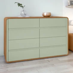 Cômoda 8 Gavetas 152x48x96cm Loop Amêndoa Clean/Salvia