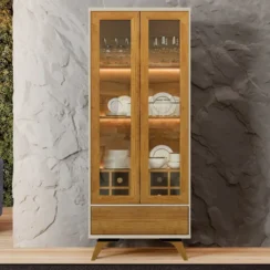 Cristaleira Adega Vitrum 2 Portas de Vidro com LED