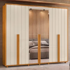 Guarda-Roupa Moderno Volpi 6 Portas, Espelhos e Cabideiros Retráteis
